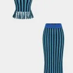 Knit Stripes Print Fringe Tank Top – Wrena