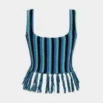Knit Stripes Print Fringe Tank Top – Wrena
