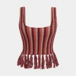 Knit Stripes Print Fringe Tank Top – Wrena