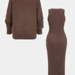 Ribbed Knit Dress And Cardigan Set – Wrena