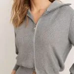 Knit Zipper Long-Sleeve Hoodie And Shirred Waistband Zipper Wide Leg Pants Set – Wrena