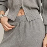 Knit Zipper Long-Sleeve Hoodie And Shirred Waistband Zipper Wide Leg Pants Set – Wrena