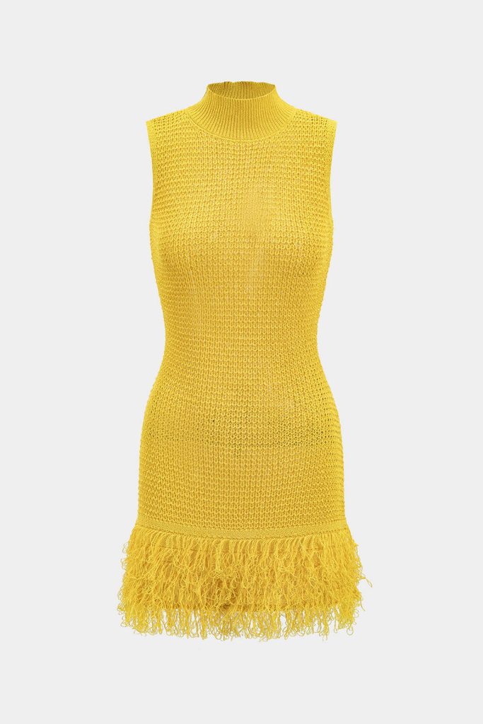 Knit Fringe Sleeveless Mini Dress