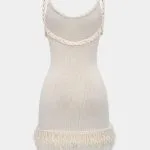 Open Knit Fringe Braided Backless Slip Sleeveless Mini Dress – Wrena