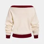 Knit Contrast Trim Off Shoulder Long Sleeve Top – Wrena