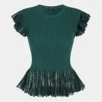 Knit Round Neck Ruffle Short Sleeve Top – Wrena