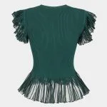 Knit Round Neck Ruffle Short Sleeve Top – Wrena