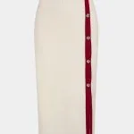 Knit Contrast Trim Metallic Button Skirt – Wrena