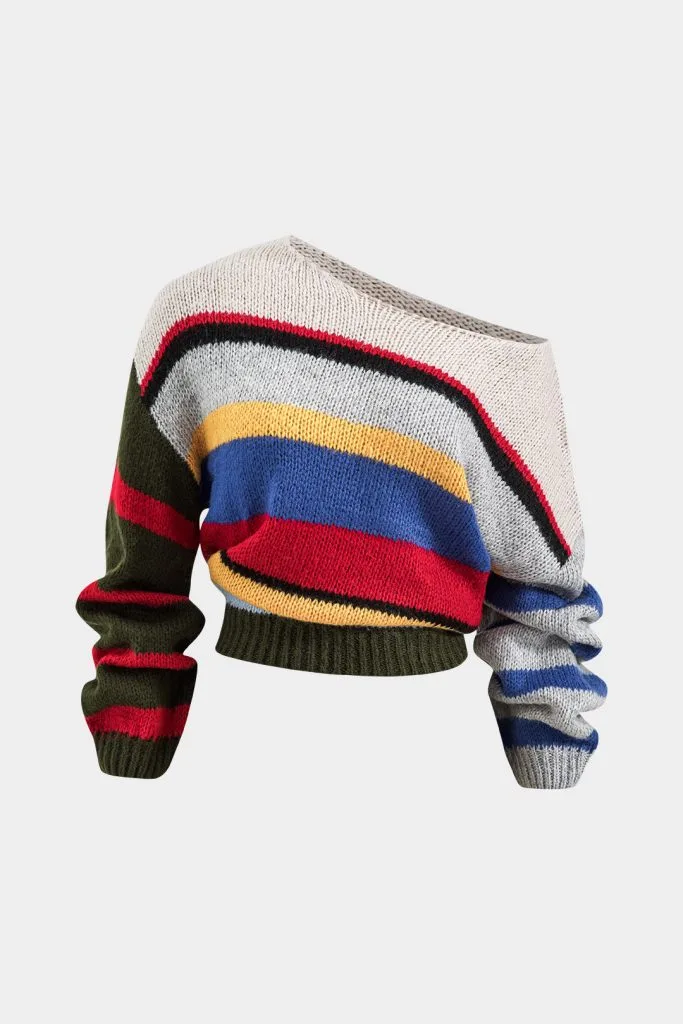 Basic Knit Color Block Long-Sleeve Top – Wrena