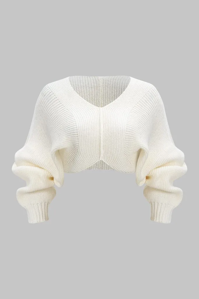 Knit V-Neck Long-Sleeve Top – Wrena