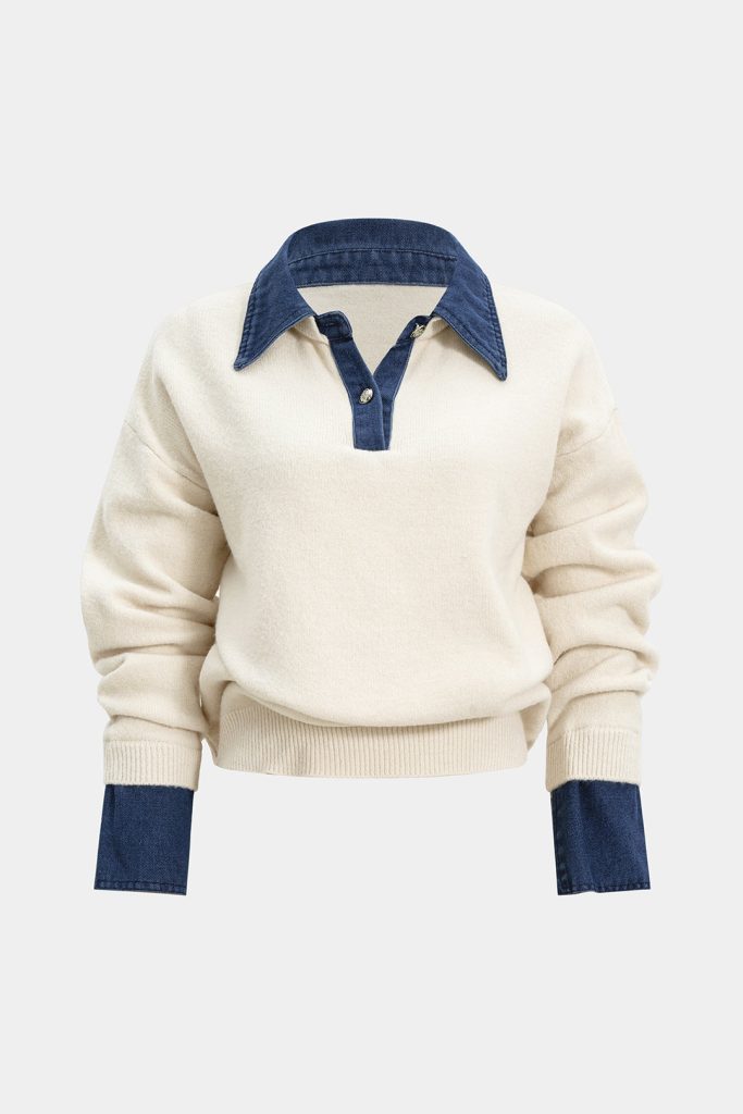 Sweater Patchwork Long-Sleeve Top