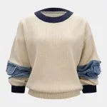 Knit Denim Patchwork Contrast Ribbed Long-Sleeve Top – Wrena