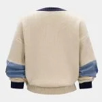 Knit Denim Patchwork Contrast Ribbed Long-Sleeve Top – Wrena