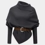 Knit Belted Asymmetrical Long-Sleeve Top – Wrena
