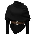Knit Belted Asymmetrical Long-Sleeve Top – Wrena