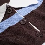 Knit Striped Contrast Collar Button Long-Sleeve Top – Wrena