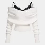 Knit Patchwork Lace Trim Long-Sleeve Top – Wrena