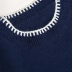 Knit Round Neck Contrast Trim Long-Sleeve Top – Wrena