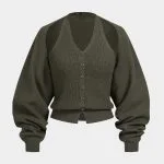 Knit V-Neck Button Long-Sleeve Top – Wrena