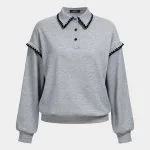 Contrast Trim Lapel Button Sweatshirt – Wrena