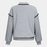 Contrast Trim Lapel Button Sweatshirt – Wrena
