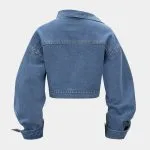 Denim  Asymmetrical Zipper Long-Sleeve Jacket – Wrena