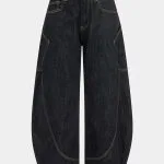 Denim Washed Wide Leg Barrel Jeans – Wrena