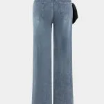 Bow Tie Patchwork Pocket Straight Leg Jeans – Wrena
