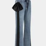Bow Tie Patchwork Pocket Straight Leg Jeans – Wrena