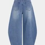 Denim Braided Pocket Zipper Barrel Jeans – Wrena