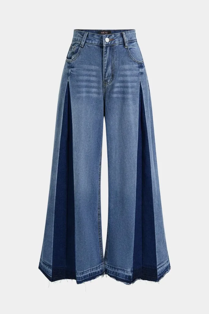 Denim Contrast Wide Leg Jeans – Wrena
