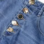 Denim Irregular Metallic Button Pocket Barrel Leg Jeans – Wrena