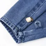 Denim Irregular Metallic Button Pocket Barrel Leg Jeans – Wrena