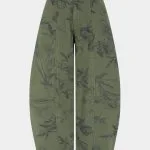 Denim Leaves Print Pocket Jeans – Wrena
