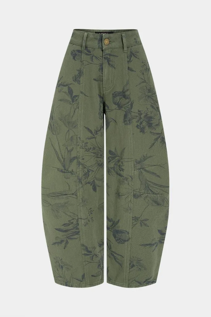Denim Leaves Print Pocket Jeans – Wrena