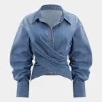 Denim Ruched Crossed Outerwear – Wrena