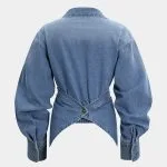 Denim Ruched Crossed Outerwear – Wrena
