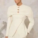 Metallic Button Cape Design Jacket – Wrena