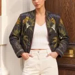 Leaves Print Jacket – Wrena