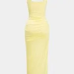 Solid Twist Front Cut Out Slit Midi Dress – Wrena