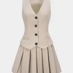 V-Neck Pleated Sleeveless Mini Dress – Wrena