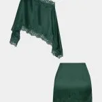 Patchwork Lace Trim One Shoulder Top And MIni Skirt Set – Wrena