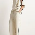 Contrast Binding Asymmetrical Tank Top And Straight Leg Pants – Wrena