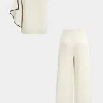 Contrast Binding Asymmetrical Tank Top And Straight Leg Pants – Wrena