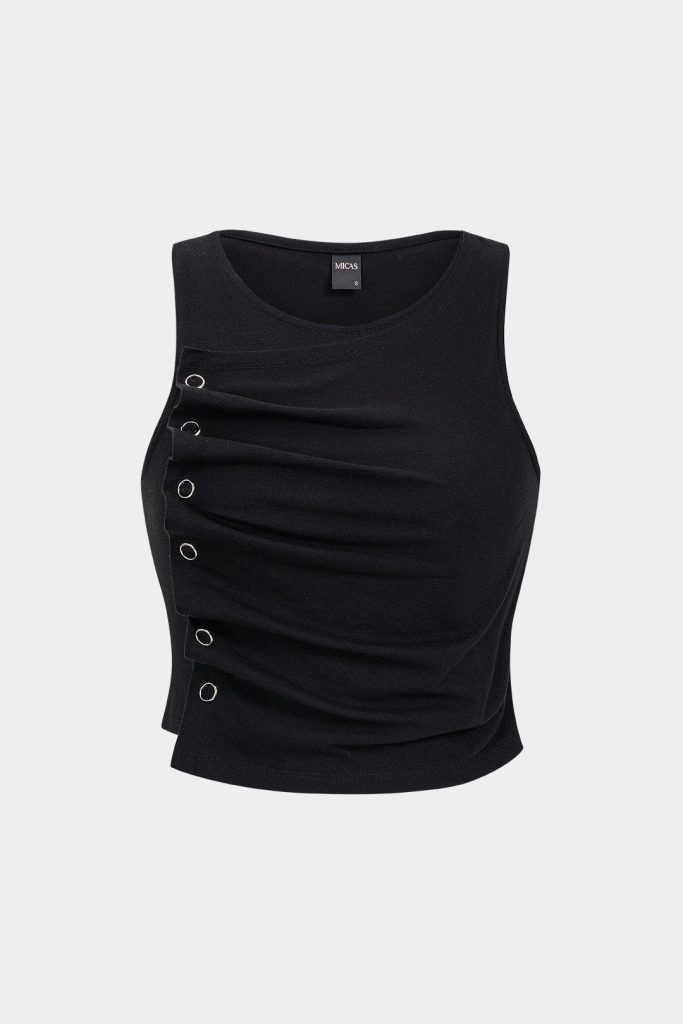Round Neck Ring Ruched Tank Top