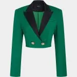 Satin Contrast Notched Lapel Metallic Blazer – Wrena