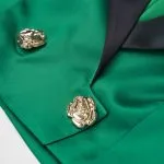 Satin Contrast Notched Lapel Metallic Blazer – Wrena