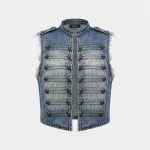 Denim Napoleon Button Frayed Vest – Wrena