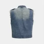 Denim Napoleon Button Frayed Vest – Wrena