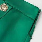 Satin Metallic Button Wrap Mini Skirt – Wrena